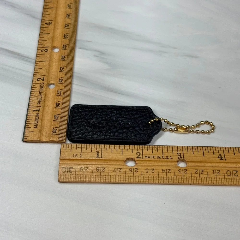 Coach Black Pebbled Leather Hangtag Replacement Gold Ball Chain Charm